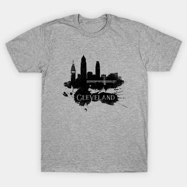 Cleveland Skyline Grunge T-Shirt by DimDom